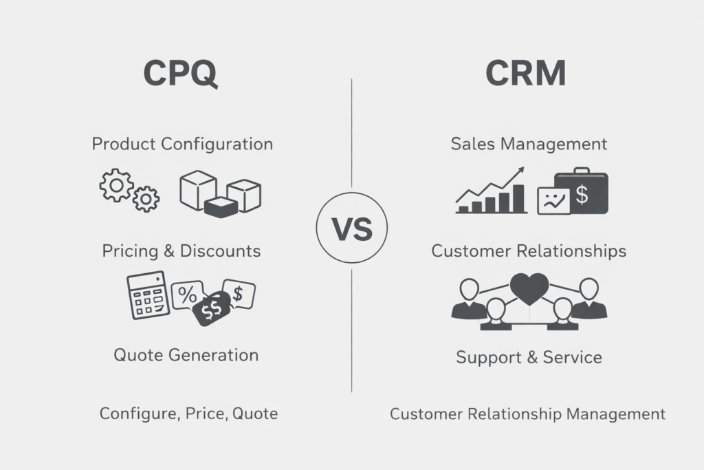 Difference between CPQ and CRM