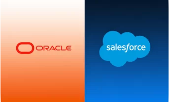 Two logos: of Oracle and Salesforce